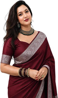 Maroon Banarasi Silk Saree with Silver Zari